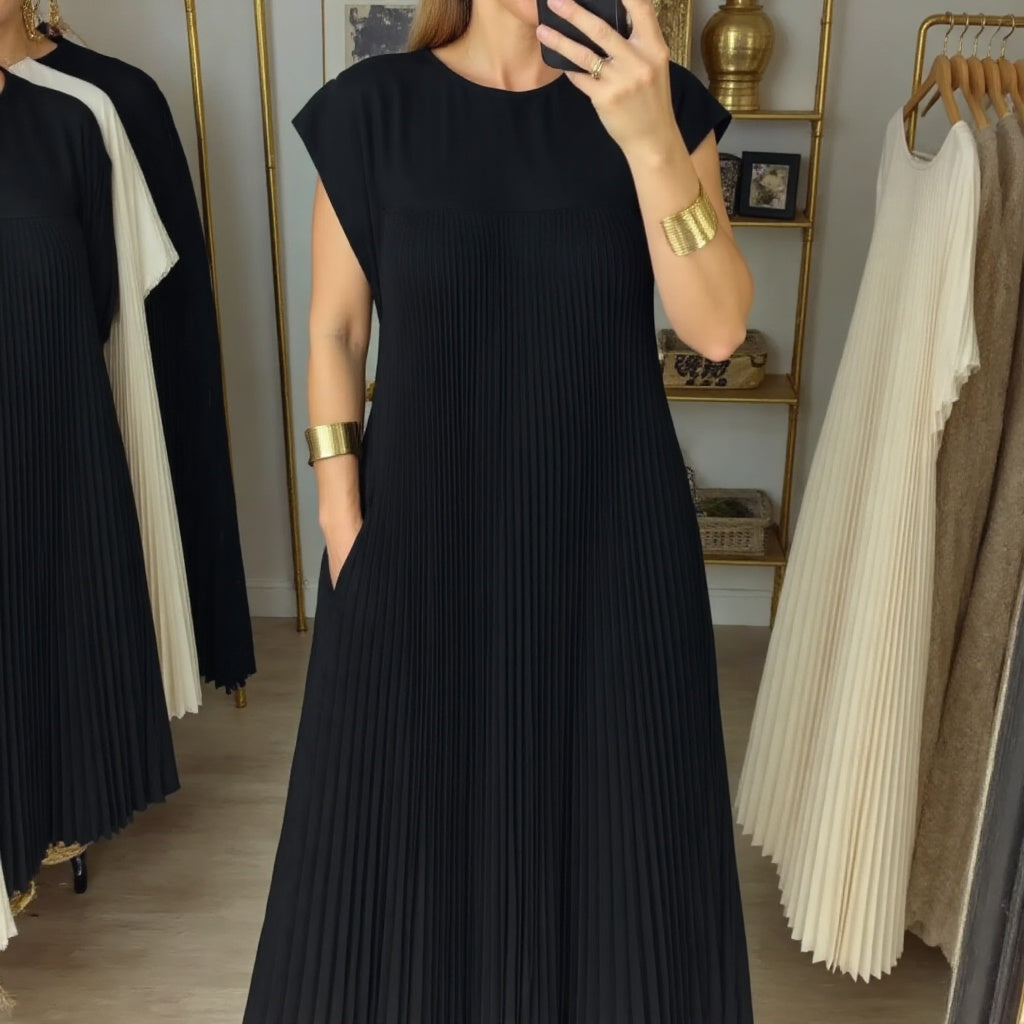 Women's Flowy Pleated Maxi Dress