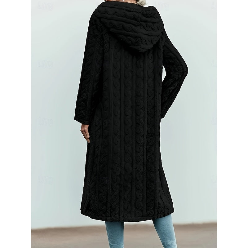 Adelina hooded longline coat - Black back view