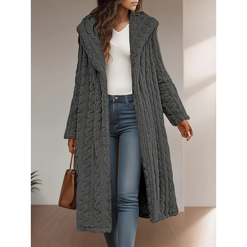 Adelina hooded longline coat - Gray