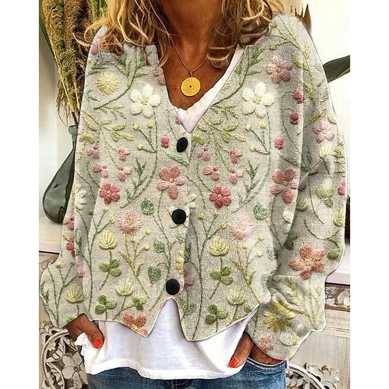 Dahlia | Women's Floral Open-Front Cardigan product view