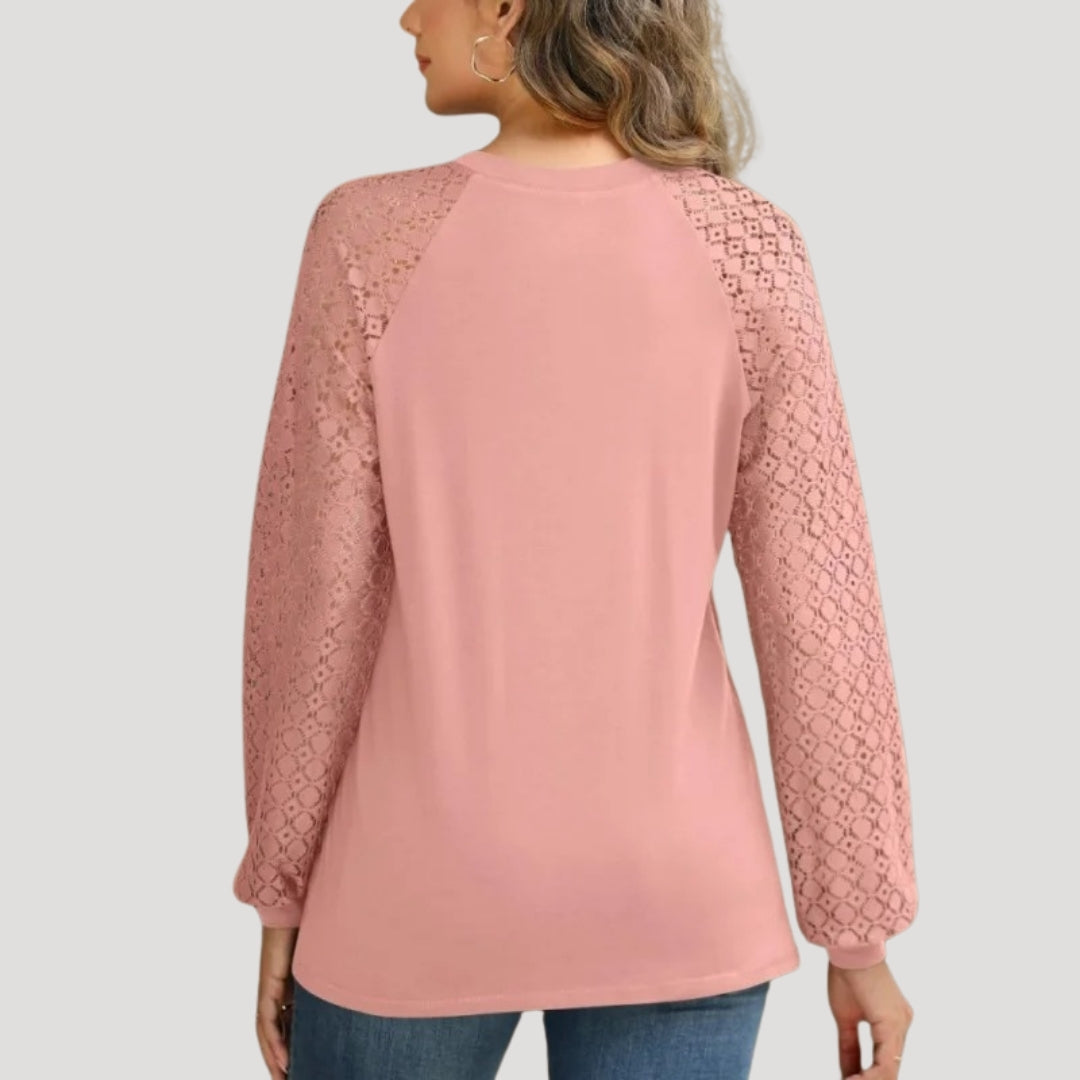 Women's Round Neck Lace Sleeve Blouse