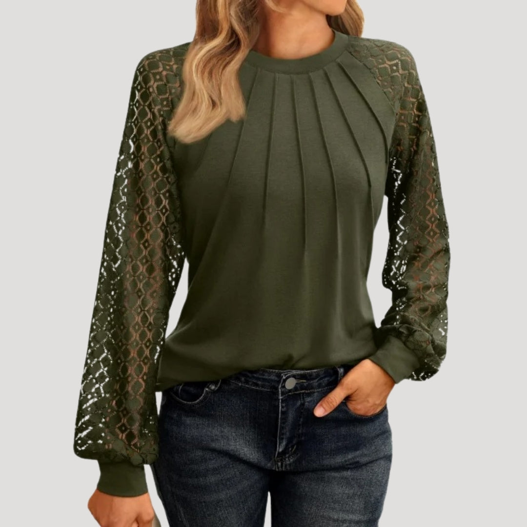 Women's Round Neck Lace Sleeve Blouse
