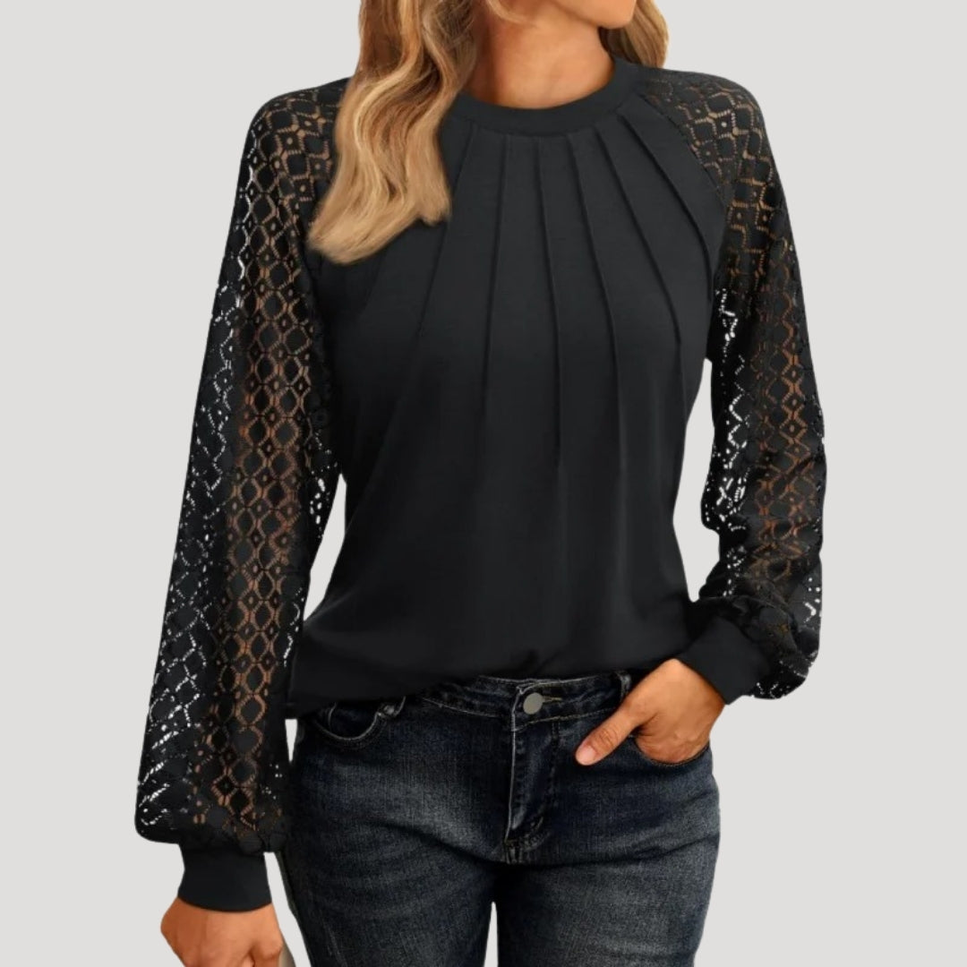 Women's Round Neck Lace Sleeve Blouse