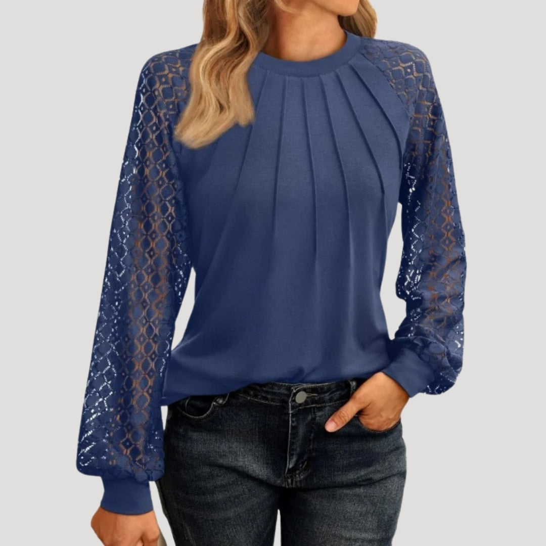 Women's Round Neck Lace Sleeve Blouse
