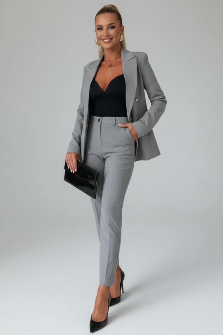 Victoria | Women's Double-Breasted Blazer and Pants Set with Notched Lapels and Straight Leg