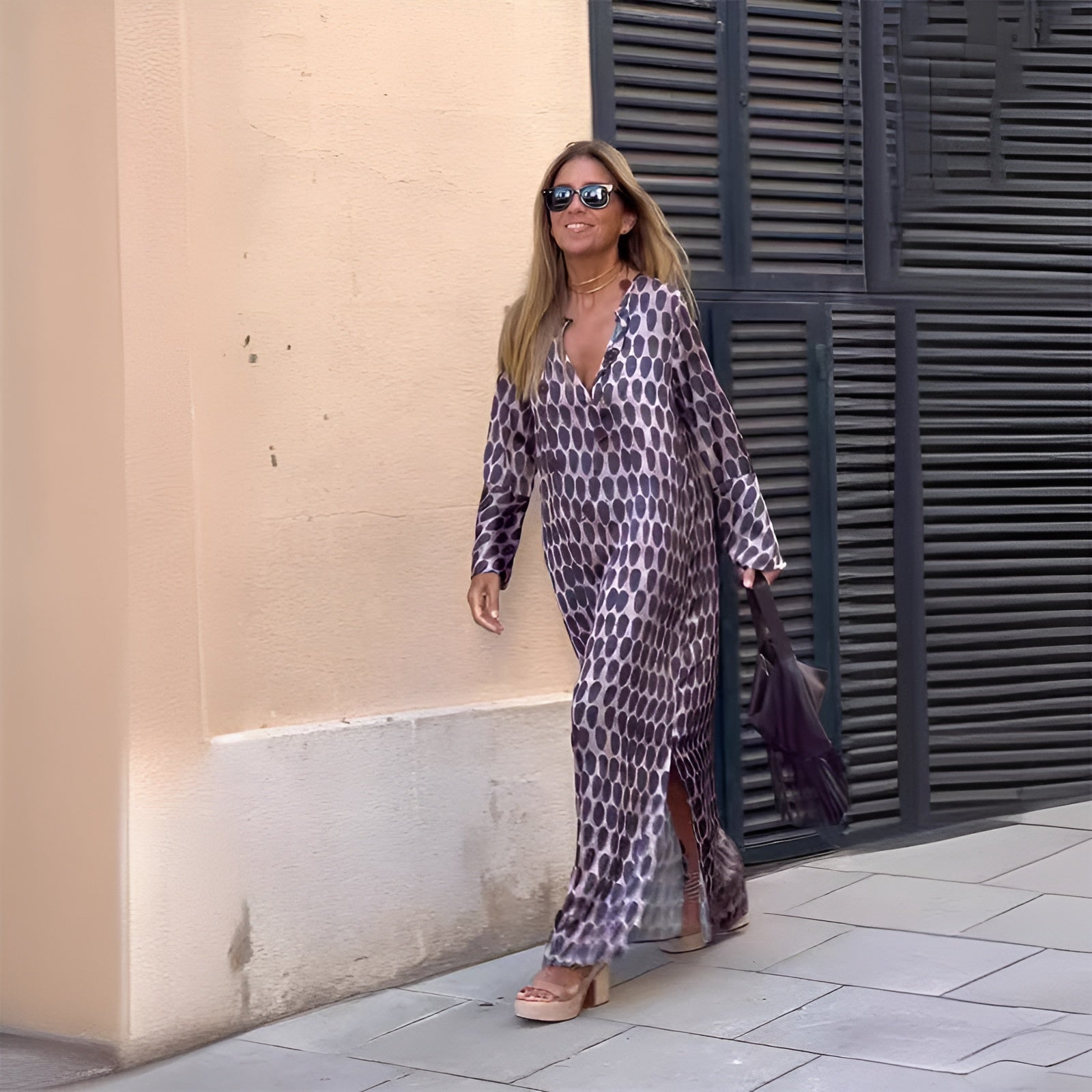 Women's Ruched Fit Boho Flowy Printed Dress