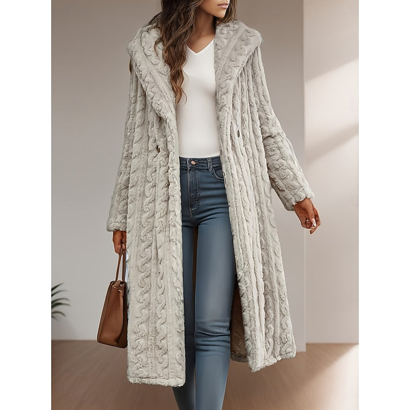 Adelina hooded longline coat - Apricot