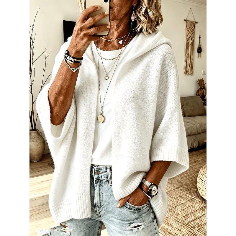 Hooded open-front knit cardigan, source view 6