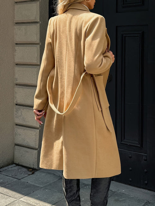 Belted long coat, source view 2