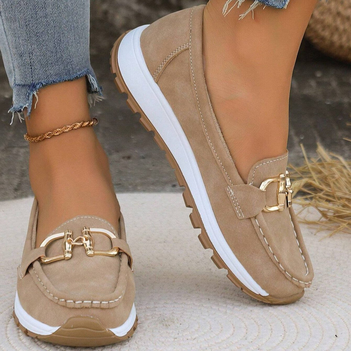 Women’s Chunky Slip-On Loafers with Metal Hardware, source view 1