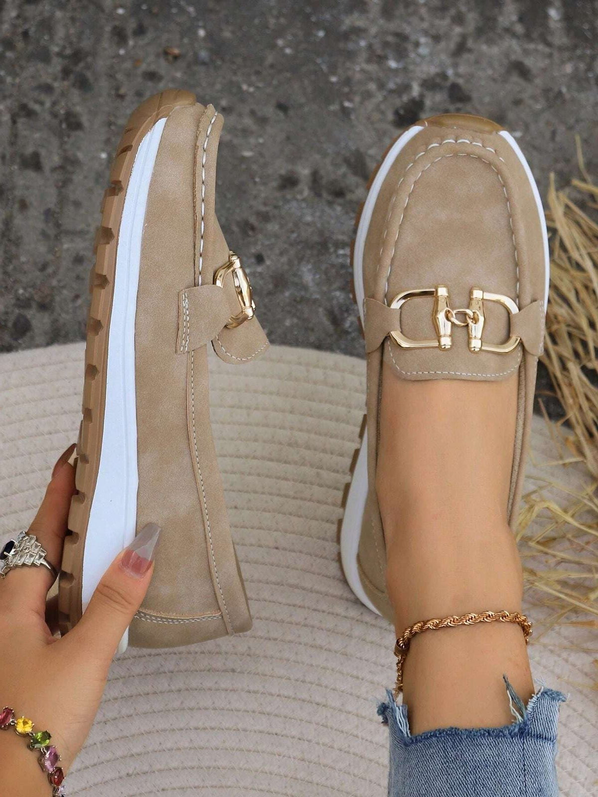 Women’s Chunky Slip-On Loafers with Metal Hardware, source view 5