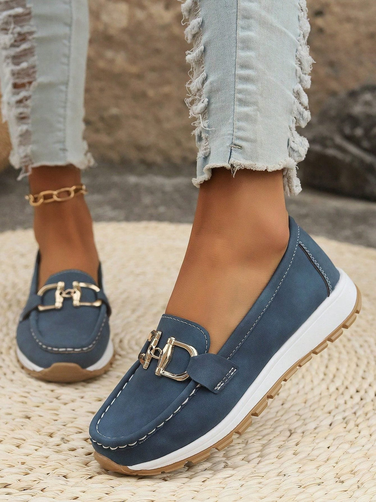Women’s Chunky Slip-On Loafers with Metal Hardware, source view 9