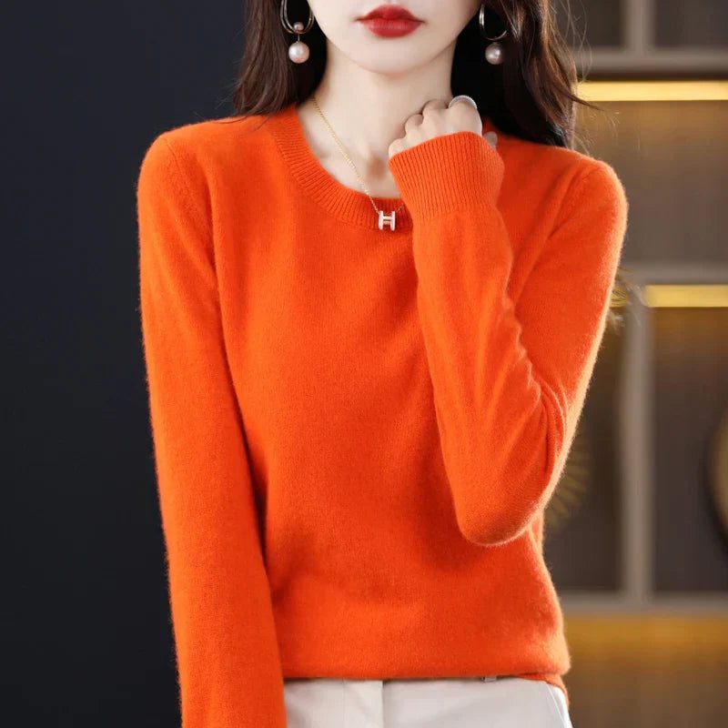 Women’s Smooth-Knit Crew-Neck Sweater with Ribbed Trim, source view 5