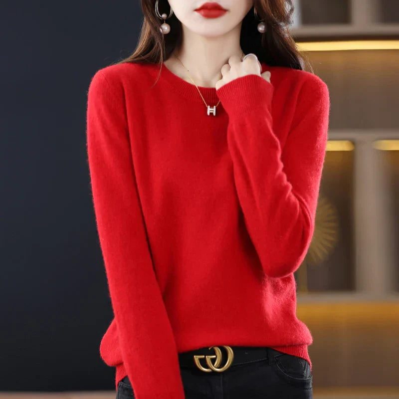 Women’s Smooth-Knit Crew-Neck Sweater with Ribbed Trim, source view 9