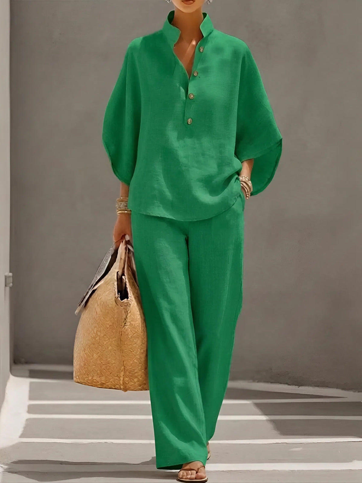 Coordinated collared wide-leg two-piece set, product image 5