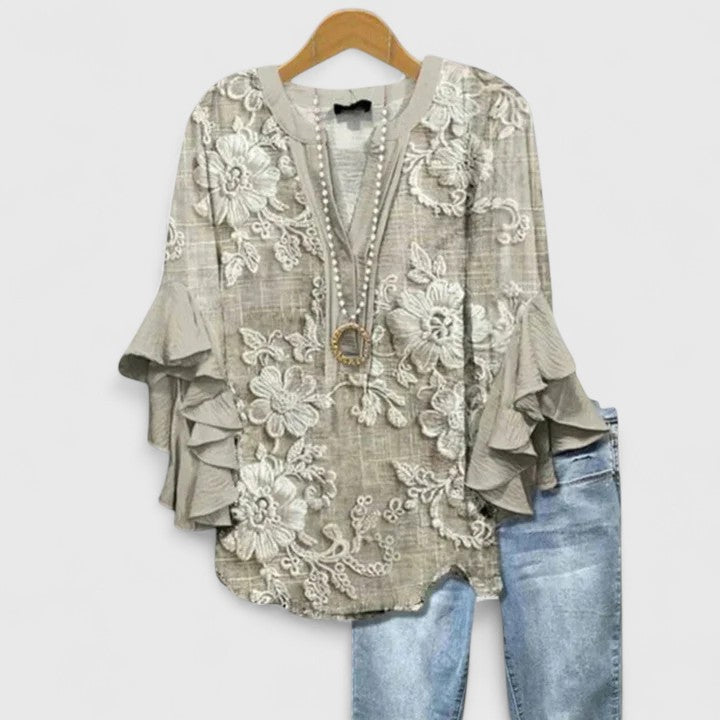 Eliza floral ruffle-sleeve blouse image 2