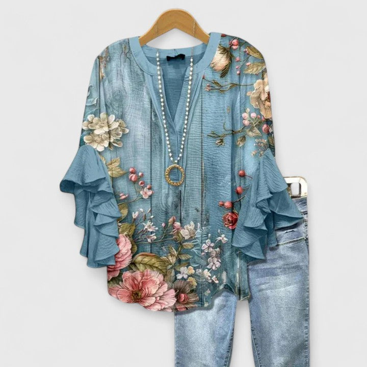 Eliza floral ruffle-sleeve blouse image 6