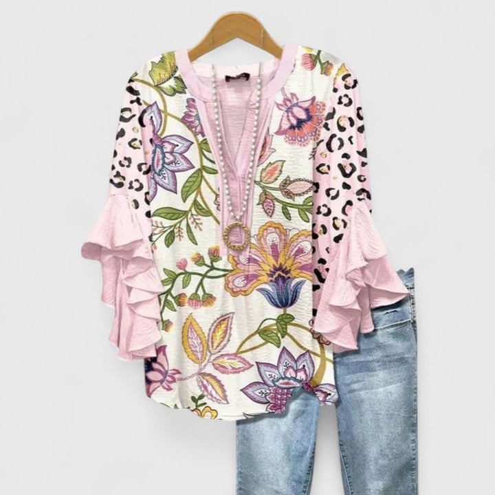 Eliza floral ruffle-sleeve blouse image 8