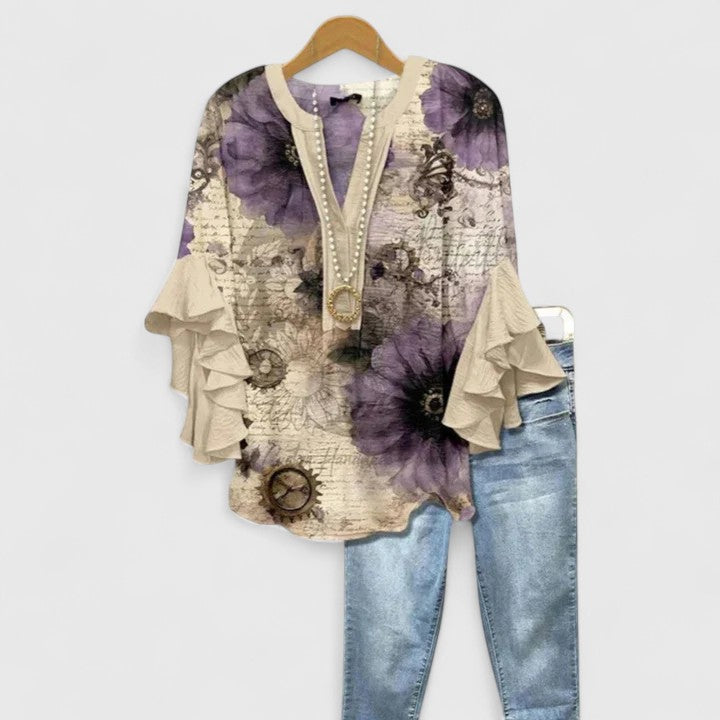 Eliza floral ruffle-sleeve blouse image 10
