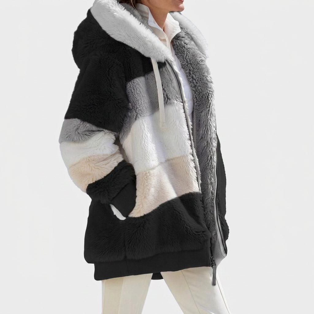 Colleen | Women's Hooded Faux Fur Jacket with Zip Front and Pockets