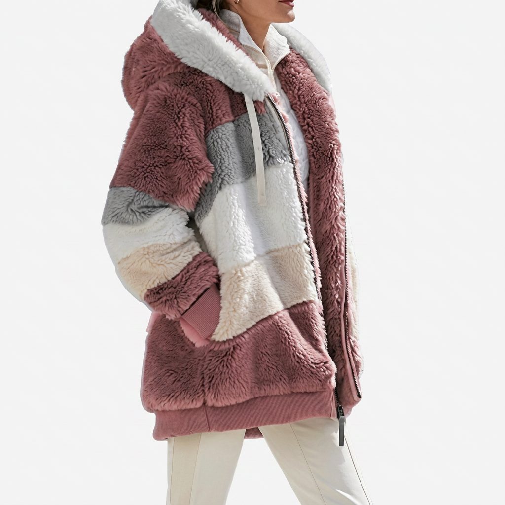 Colleen | Women's Hooded Faux Fur Jacket with Zip Front and Pockets