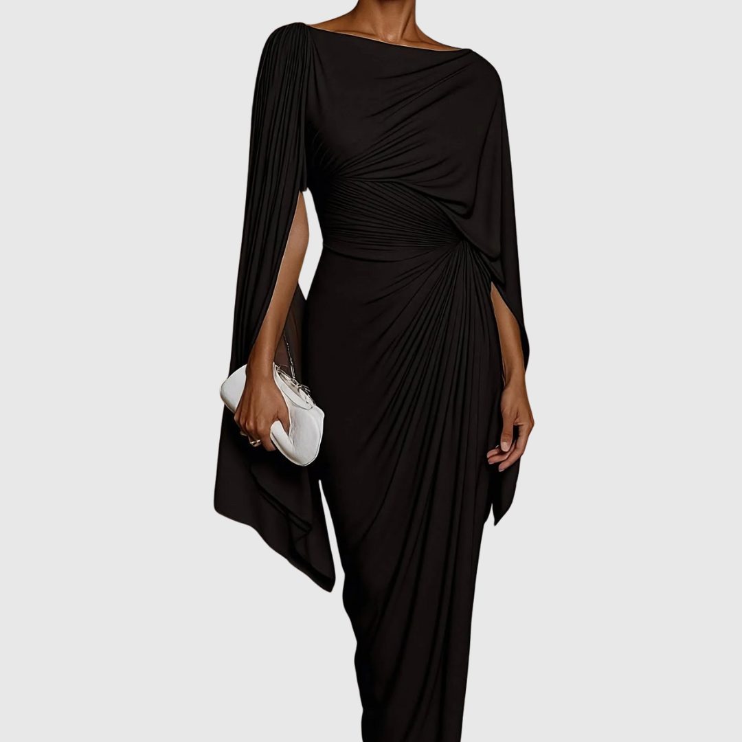 Women’s one-shoulder pleated maxi dress