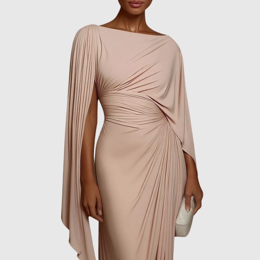 Women’s one-shoulder pleated maxi dress