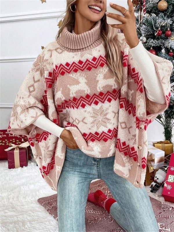 Women's oversized holiday poncho sweater