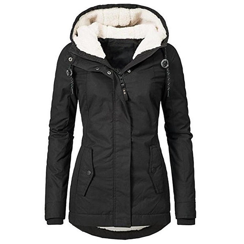 Clementine hooded parka front view