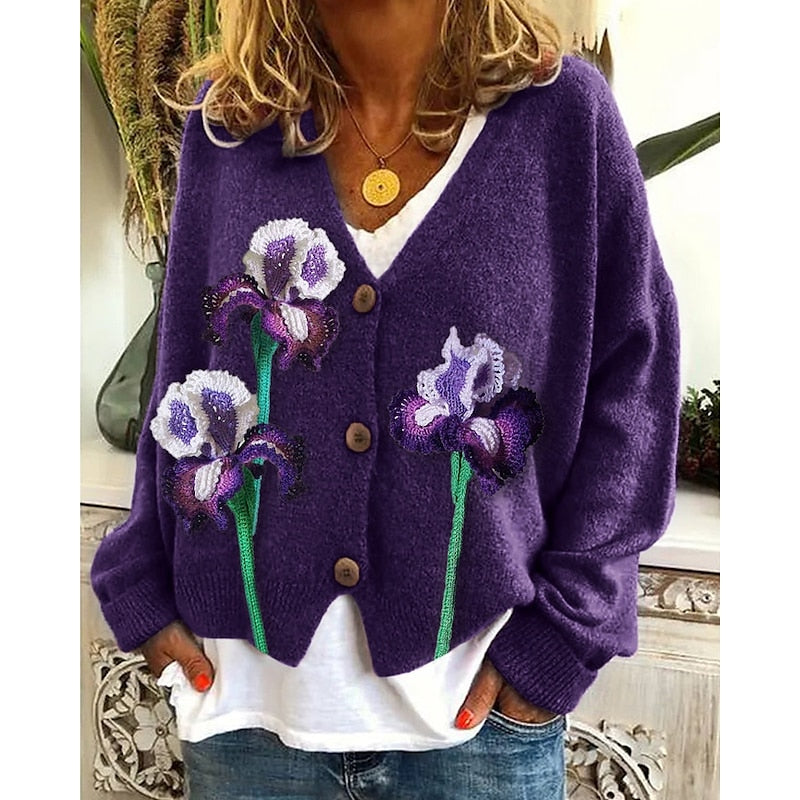Dahlia | Women's Floral Open-Front Cardigan product view